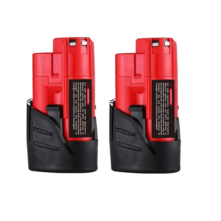 Lithium-Ion Replacement Batteries for Milwaukee M12 Series Cordless Drills, 10.8V Rated, 12V Max, 3500 Milliampere-Hour High-Capacity Cells, Black & Red, M12B Compat., with Intelligent Protection & Anti-Drop Design