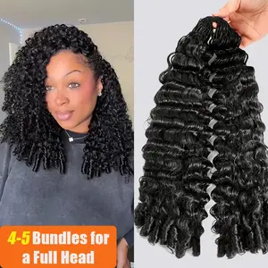 [New In] Wiggins Hair Burmese Curly Feather Crochet Hair Extensions 50g One Pack Knotless Pre-Separated & Deep Wave Bundle Human Hair