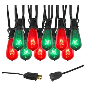 LumaBase Electric String Lights with 10 Red and Green Edison Bulbs