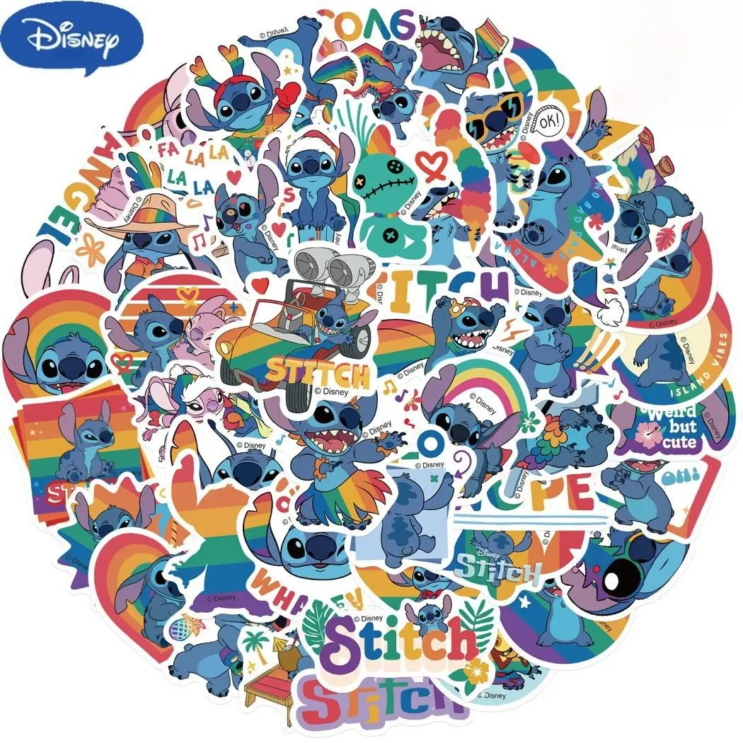 50pcs Disney Rainbow Stickers, Cartoon DIY Stickers Decoration for Waterbottle Computer Notebook Luggage case