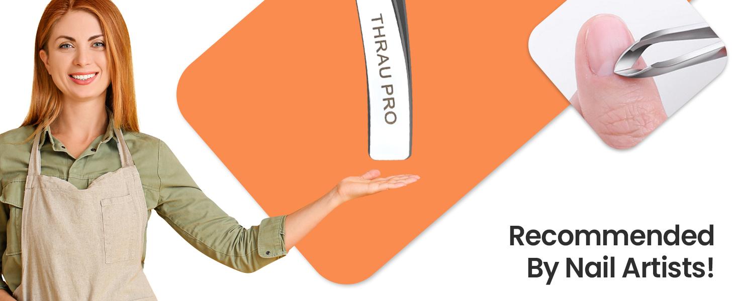 THRAU Mini Cuticle Trimmer Tweezers, Professional Cuticle Nippers Cutter for Manicure and Pedicure, Stainless Steel Precise Nail Clippers Scissors