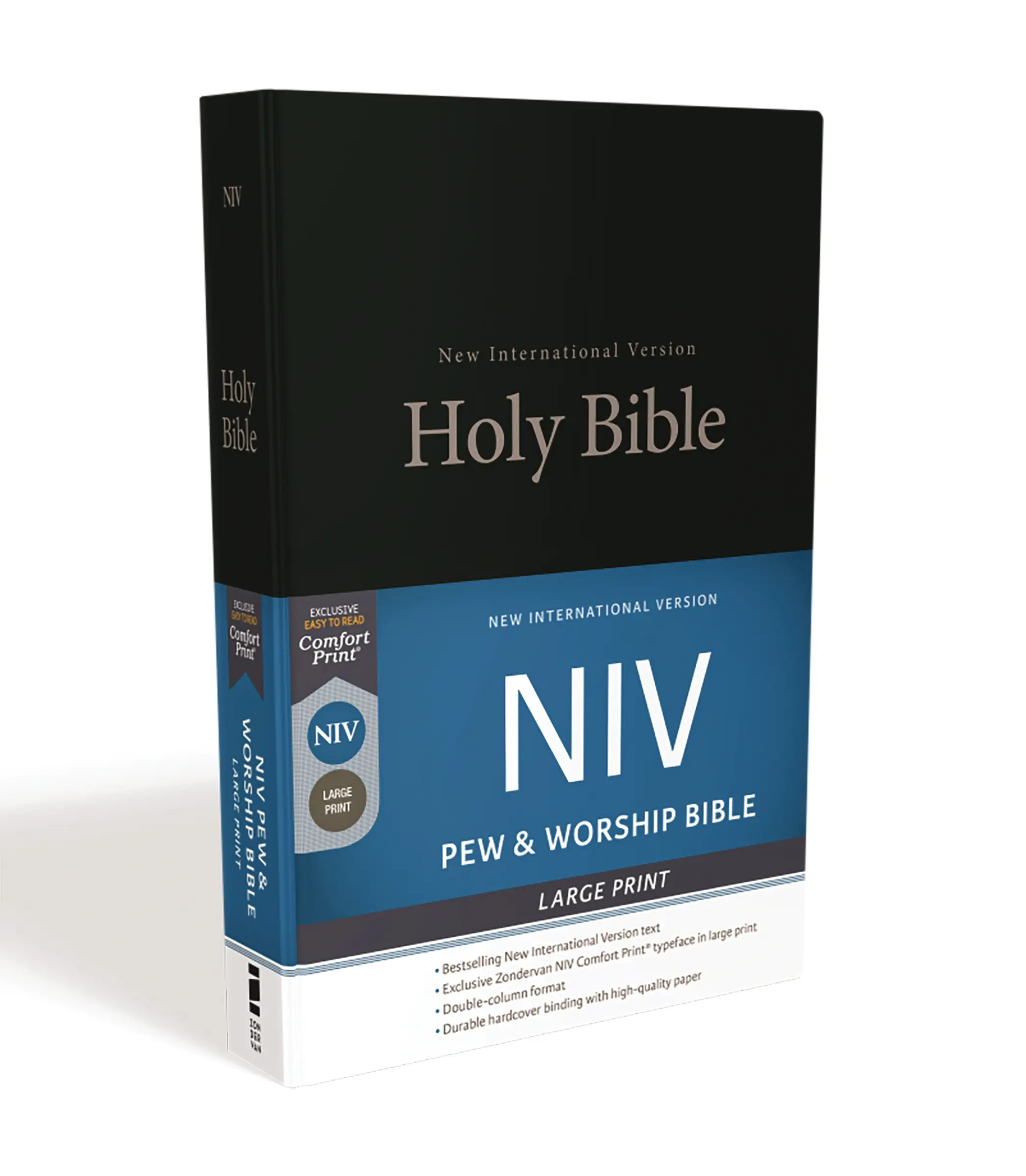 NIV, Pew and Worship Bible, Large Print, Hardcover, Black, Comfort Print by Zondervan [Hardback Book]