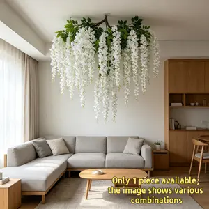 Artificial Wisteria Hanging Flowers, 110cm Long, Realistic Petals & Leaves, Ideal for Wedding Arch, Ceiling, Balcony Decor