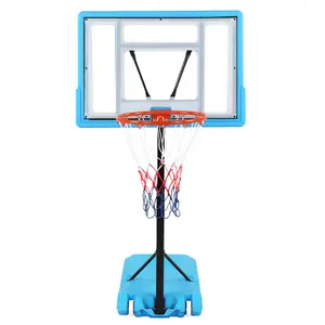PVC Transparent Board Basket Frame Adjustable 115-135cm Poolside Basketball Hoop Blue
