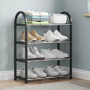 Expandable and Adjustable Shoe Rack Organizer, for Bedroom, Closet, Entryway, Hallway, Black, 4-Tier 22.44 Inches Shoe Shelf (8 Pairs of Shoes) Zvmxot