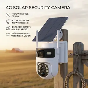 4K 8MP Solar 4G Security Camera No WiFi No Power Needed 365 Days Full Time Battery Human Auto Tracking Two Way Audio Campsite Farm Surveillance Wireless Remote
