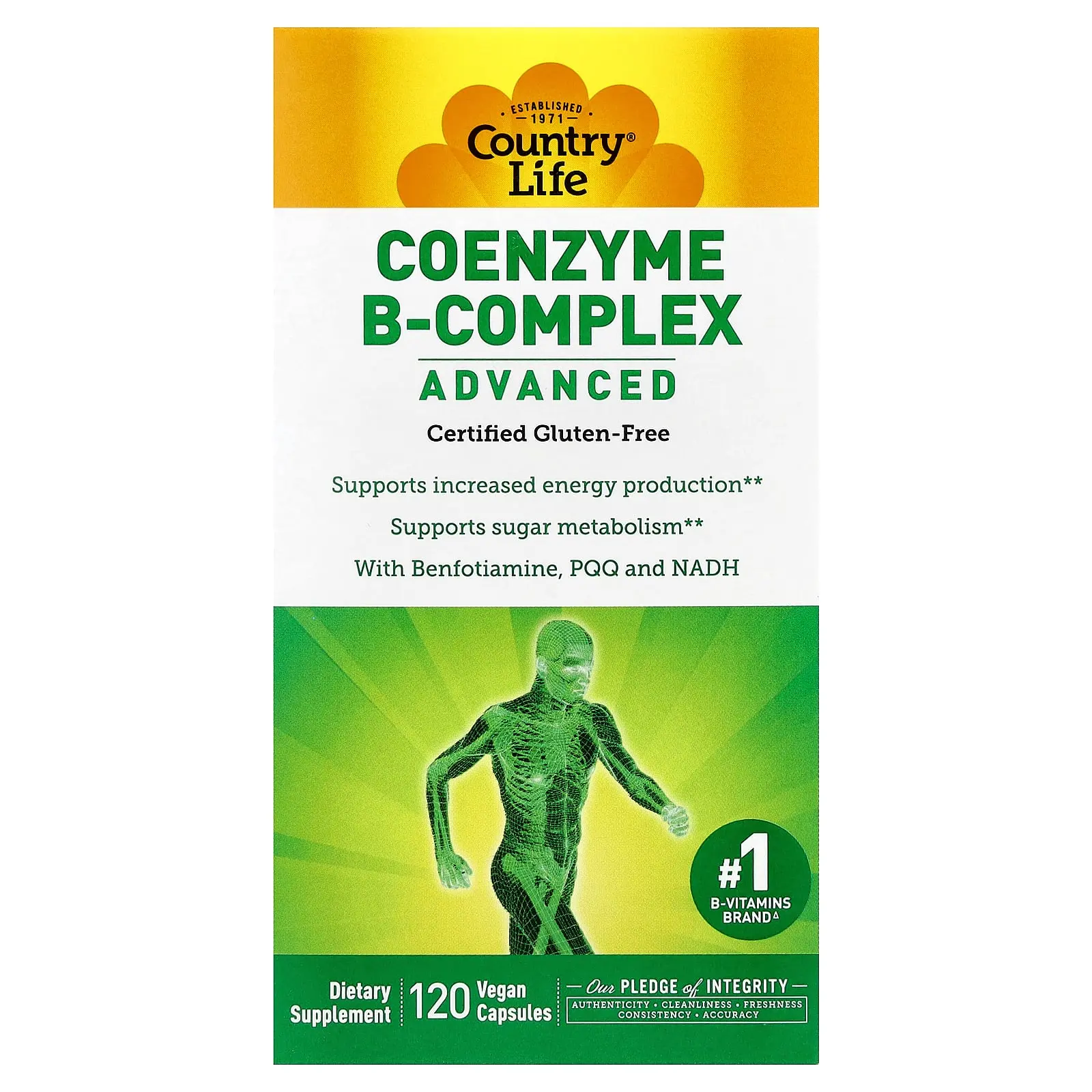 Country Life Coenzyme B-Complex, Advanced, 120 Vegan Capsules