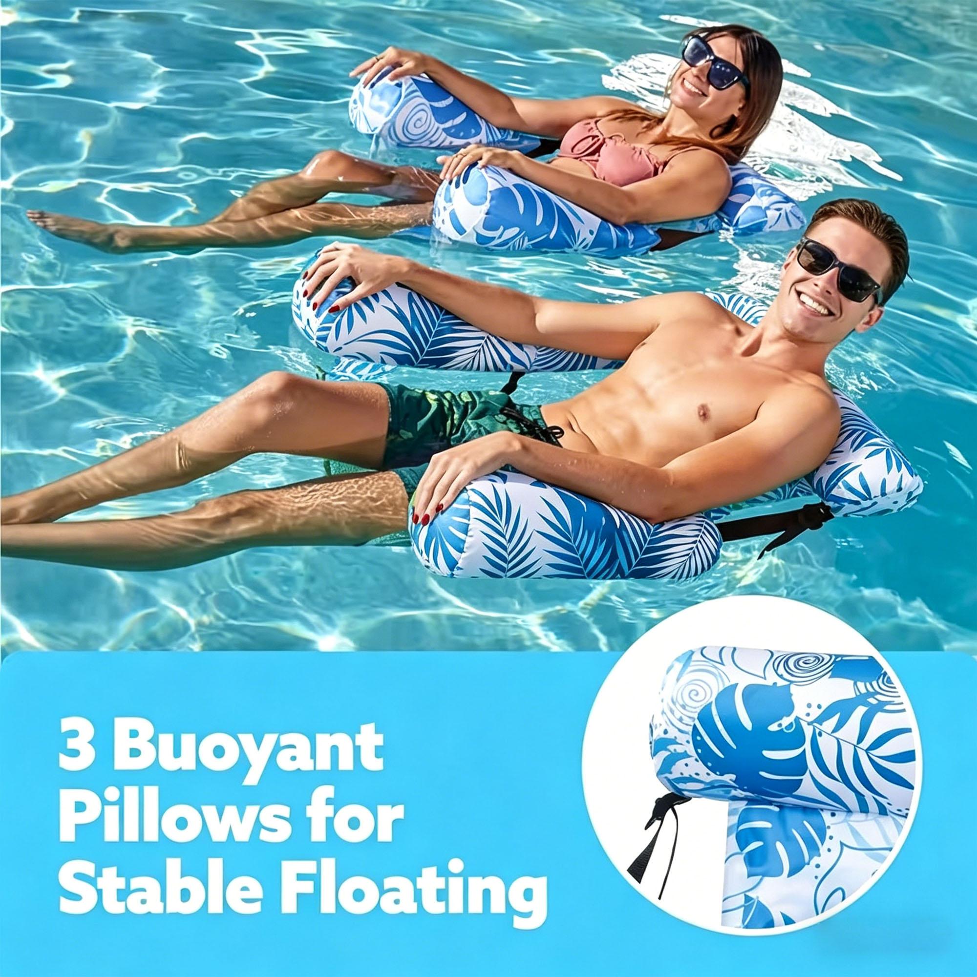 Premium Oversized Leaf Inflatable Swimming Lounger, Full Body Support Floating Chair for Adults, Portable Water Float for Pool Beach Lake Summer Vacation