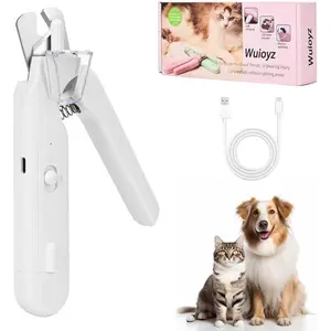 2-in-1 pet Nail Clipper and Grinder with USB Charging - Quiet Less Than 40 decibels Dog Nail Clippers for Large Dogs and cat Nail Clipper - Dual LED Lights Suitable for All Pets (White)