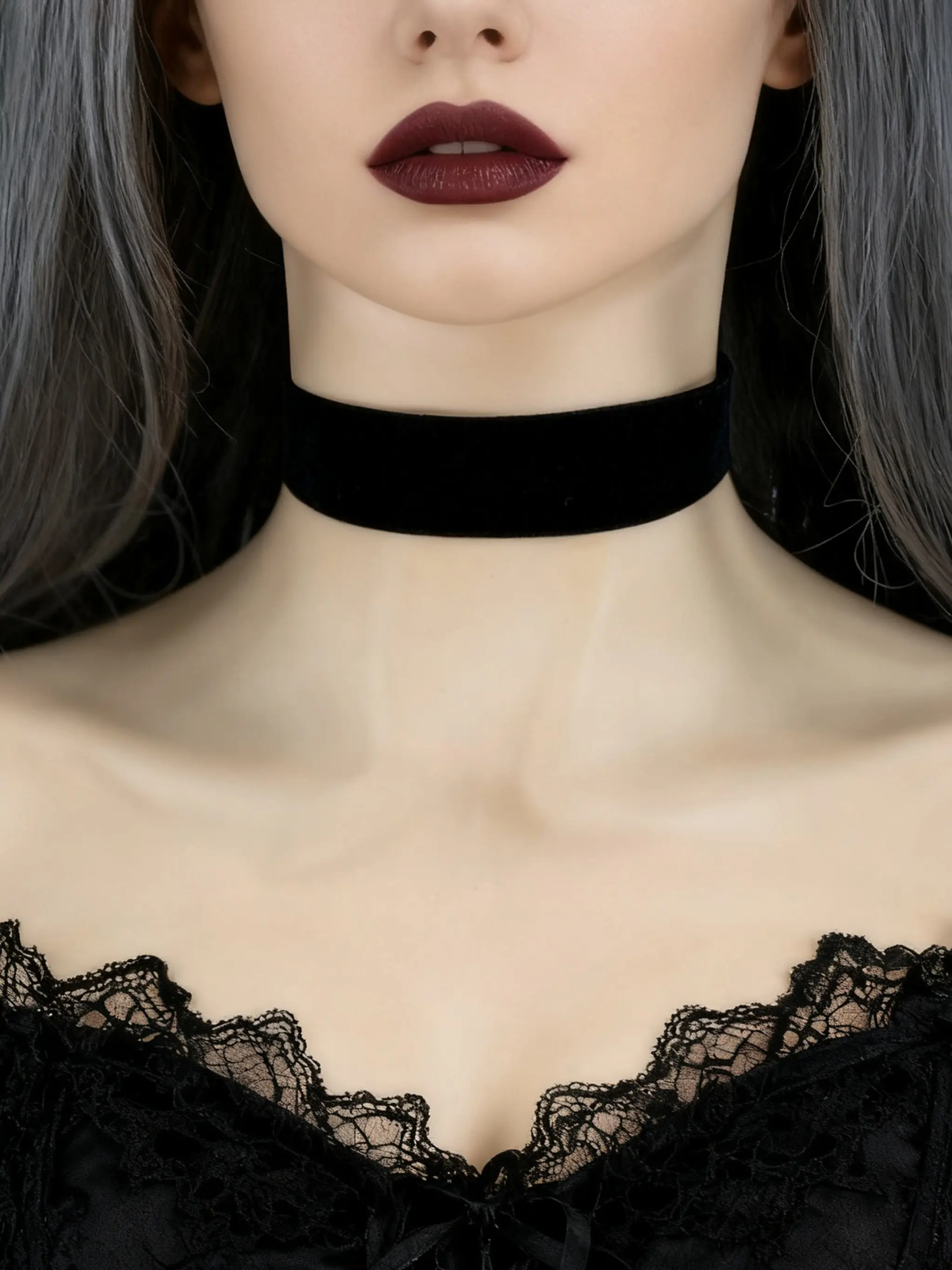 1 piece New Fashion Adjustable Fit Black Velvet Choker Wide Band Necklace Ribbon 90s Retro Vintage Gothic Goth Women Necklace