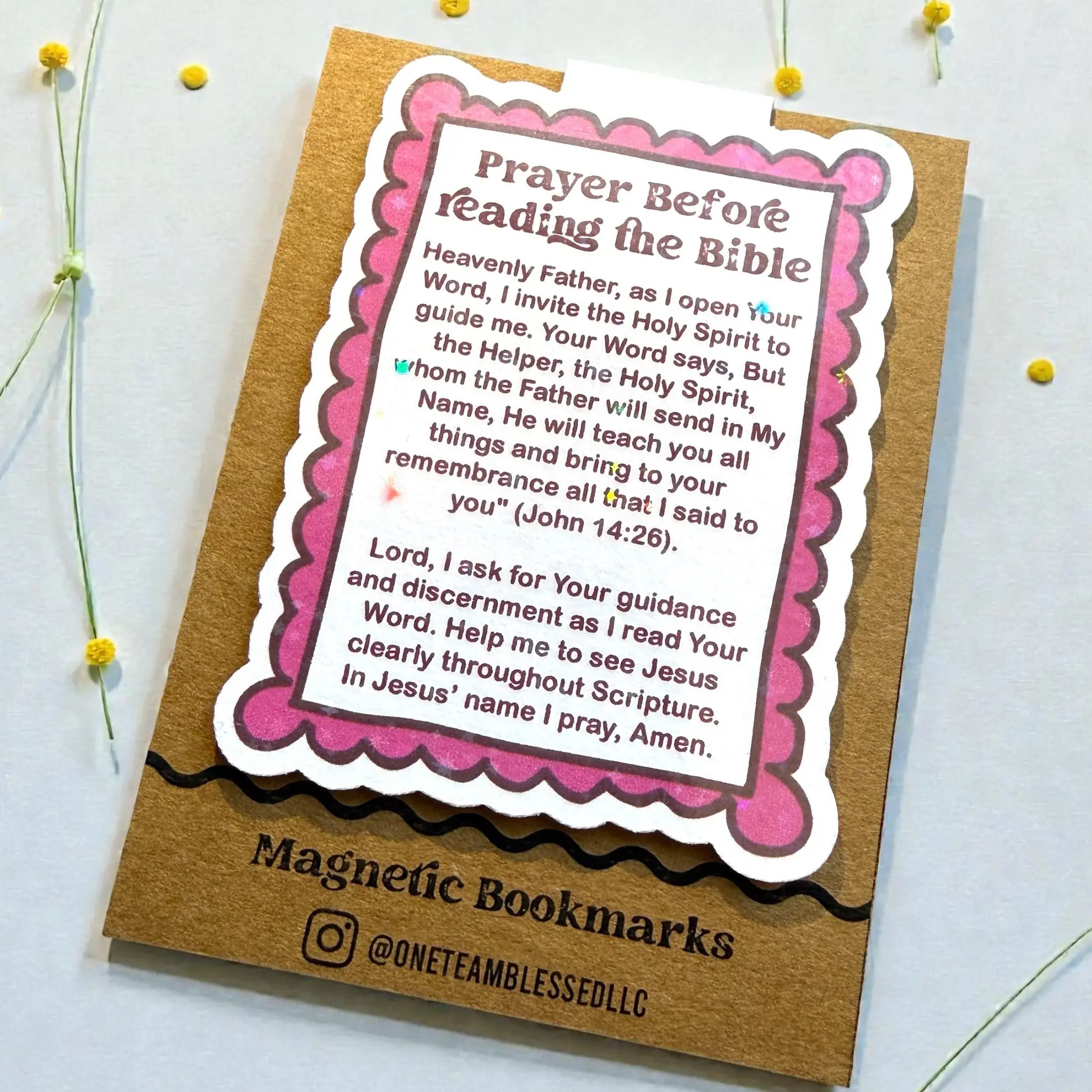 Prayer Before Reading the Bible Magnetic Bookmark | Christian Scripture Bookmark with Holographic Finish