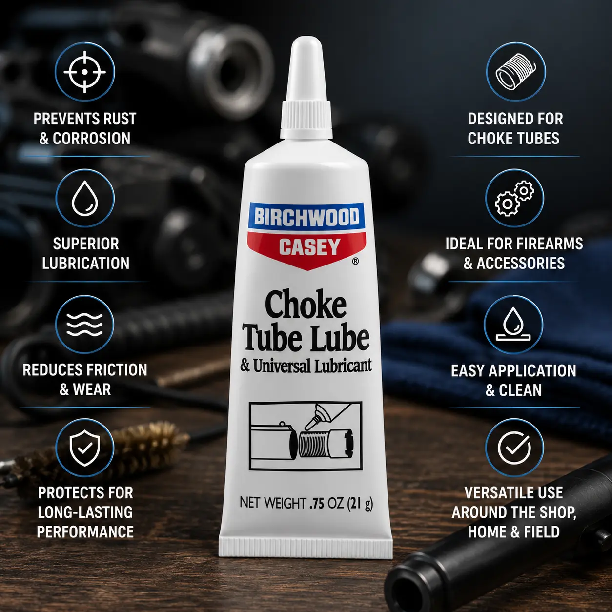 Birchwood Casey Choke Tube Lube Grease, 0.75oz Universal Gun Lubricant for Choke Tube Stuck Prevention, Galling & Corrosion Protection