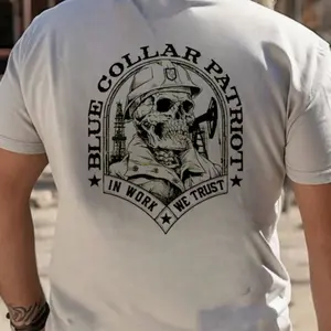 Blue Collar Patriot Shirt, In Work We Trust Shirt, Funny Construction Worker Tee, Oilfield Welder Mechanic Working Class Gift Hard Working Americans