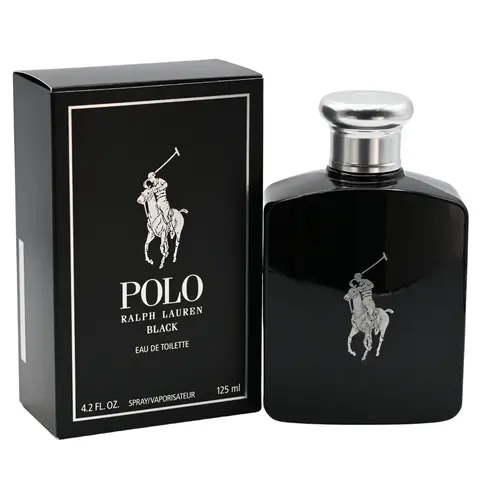 Ralph Lauren POLO BLACK Eau de Toilette (EDT) Spray - 4.2 fl oz Men's Perfume, Woody Aromatic Bold Passionate Fragrance, Citrus Top Notes, Patchouli Base, Fresh Sensual Trail, Confident Anniversary Gift for Him