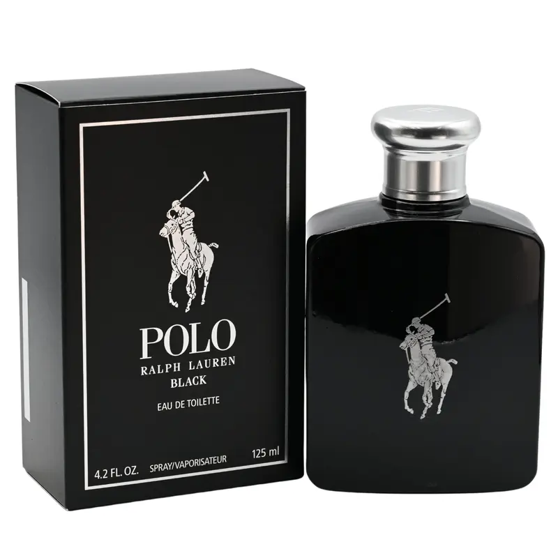 Ralph Lauren POLO BLACK Eau de Toilette (EDT) Spray - 4.2 fl oz Men's Perfume, Woody Aromatic Bold Passionate Fragrance, Citrus Top Notes, Patchouli Base, Fresh Sensual Trail, Confident Anniversary Gift for Him