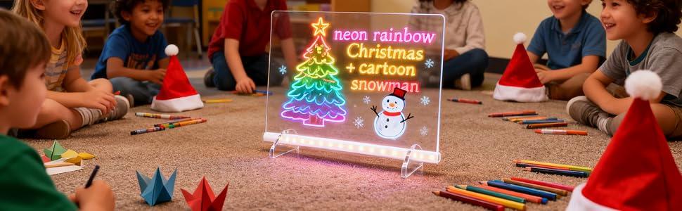 【US】Lumiboard LED Drawing Board for Kids Gift, Glow Doodle Board with Neon Markers, Reusable Light Up Acrylic Board for Birthday and Holiday Gifts