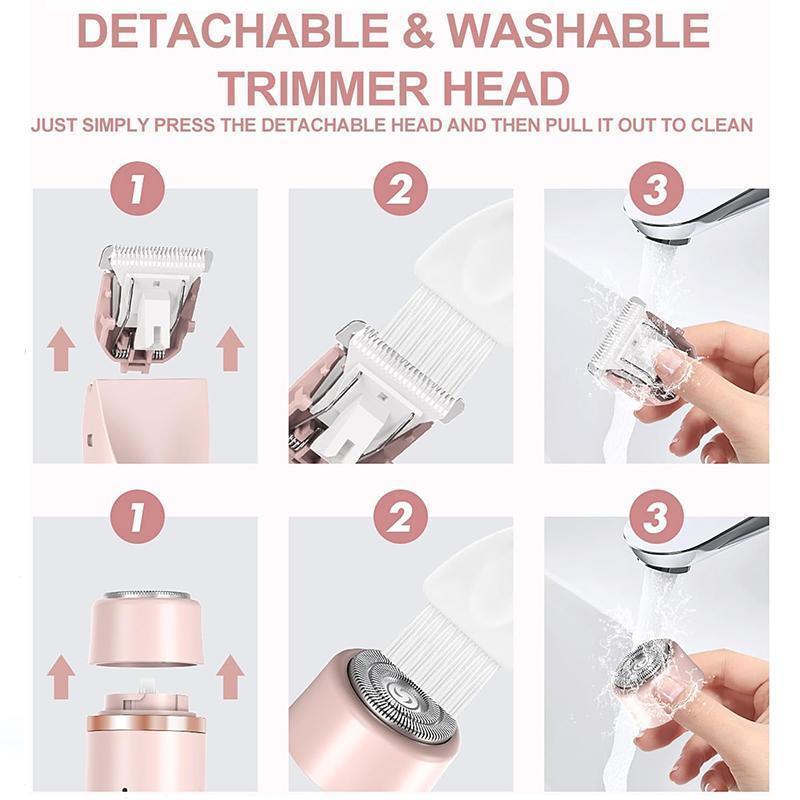 TANLOOK Bikini Trimmer for Women, 2-in-1 Electric Razors for Women with Dual Head, Waterproof Painless Bikini Trimmer & Pubic Hair Trimmer for Women, Electric Shaver for Private Area & Body Hair