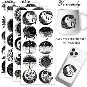 40Pcs/set Dark And Mysterious Star And Moon Theme Iron On Stickers For Cup Be Waterproof UV DTF Printable Vinyl Paper Fun Designs Durable Construction Long-Lasting Adhesion Must-Have For Craft Enthusiasts Cups Mugs Sticker Sold Only Sticker Not Cup