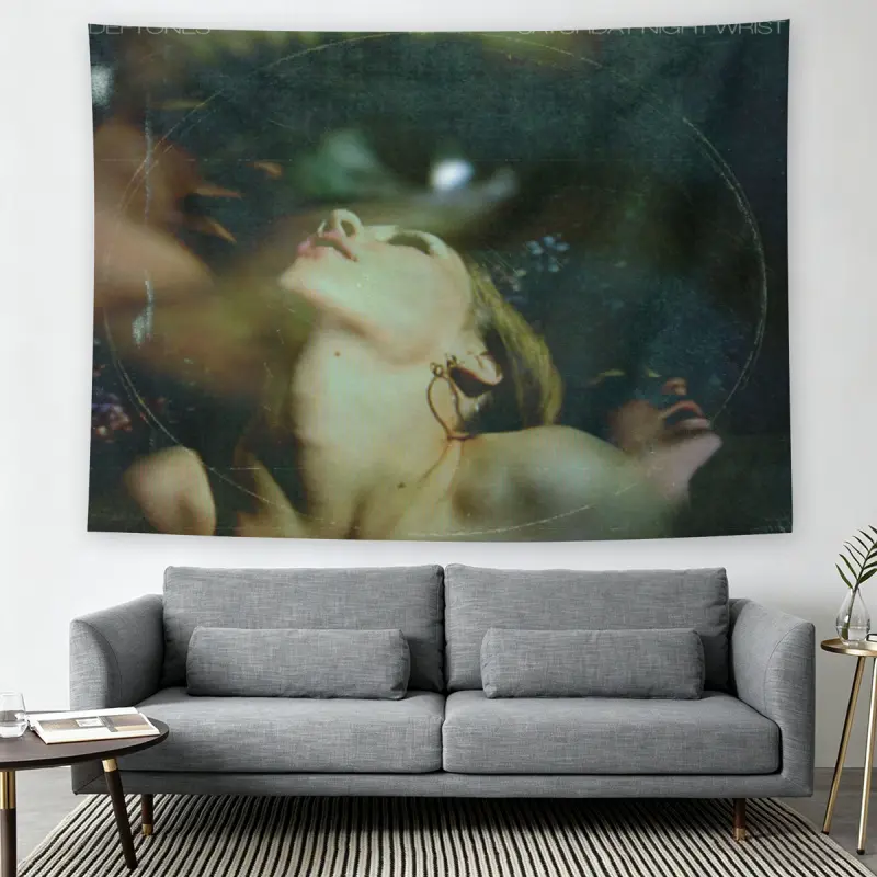 Deftones Saturday Night Wrist Album Art Wall Flag, Tapestry Wall Hanging, Rock Music Print, Mid-century Modern Black Flash Manga Style, Y2K Aesthetic, For Adult Fans, Music Fan Decor, Bedroom Living Room Tapestry