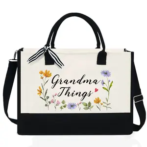 Grandma Things Tote Bag - Grandma Christmas Gifts For Women, Birthday Gifts for Grandma, Holiday Xmas Gift Idea - Canvas Tote Bag with Zipper