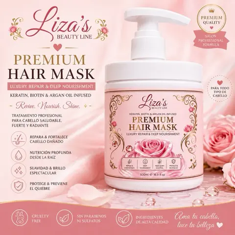 1571- Liza’s Beauty Line Premium Hair Mask, Haircare Treatment with Moisturizer, Frizz Control, Hydrating, and Repair Benefits