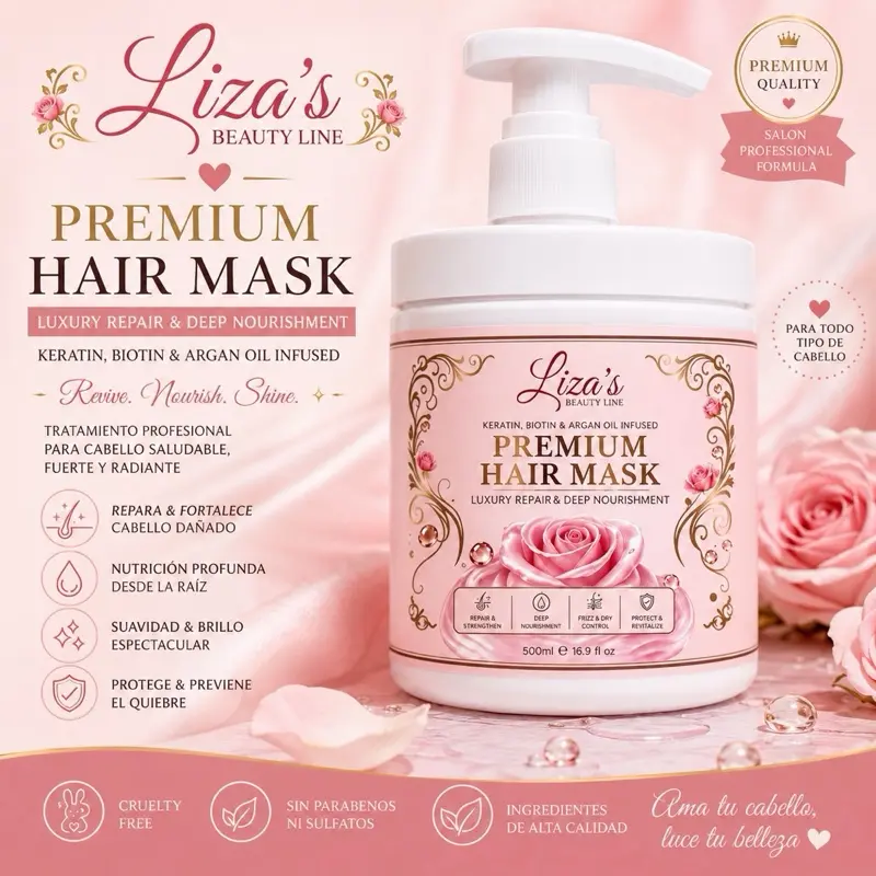 1571- Liza’s Beauty Line Premium Hair Mask, Haircare Treatment with Moisturizer, Frizz Control, Hydrating, and Repair Benefits