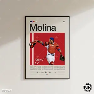 Yadier Molina Red Poster , Baseball Poster, Sports Poster, Sports Bedroom Posters, Poster Decor Room