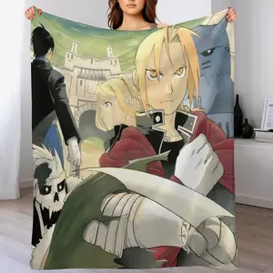 Anime Fullmetal Alchemist Flannel Blanket| Ultra-Soft All-Season Comfort | Anti-Pilling & Shrink-Resistant | Machine Washable Luxury Throw for Adult Home Decor