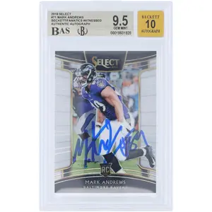 Mark Andrews Baltimore Ravens Autographed 2018 Panini Select #71 Beckett Fanatics Witnessed Authenticated 9.5/10 Rookie Card - Fanatics Authentic Certified
