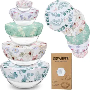 Beeswax Bowl Covers for Bread Proofing, 5-Size Reusable Cotton Cloth Flexible Beeswax Wraps for Sourdough Bread Cover and Food Storage Shower Caps for Sourdough Bread