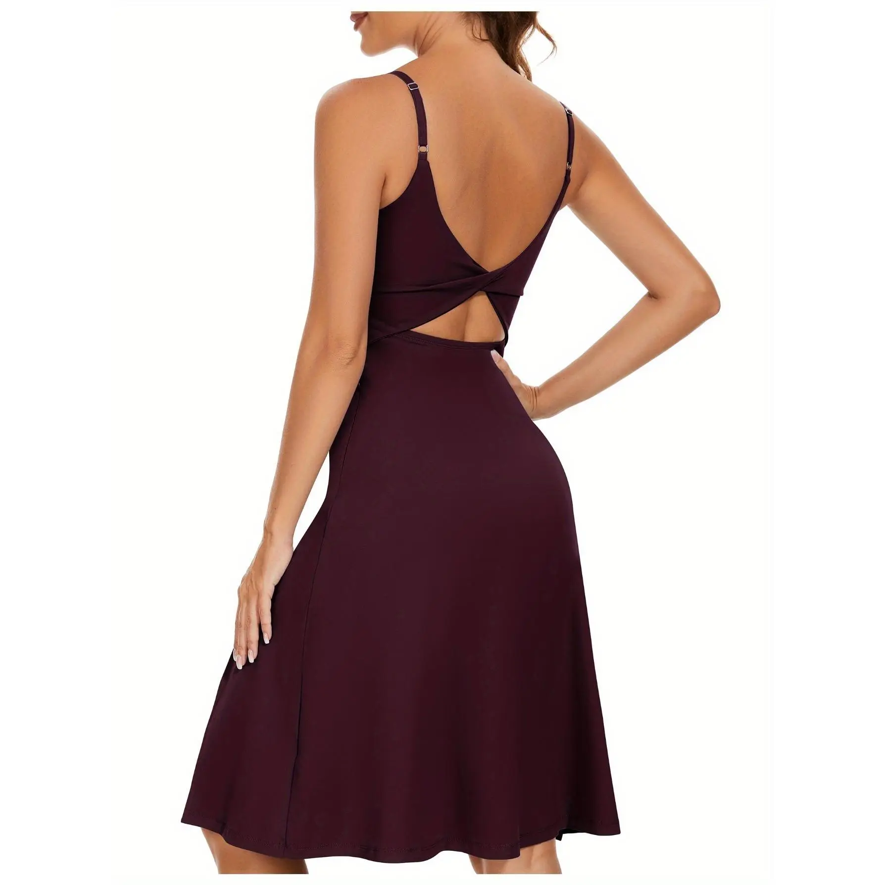 New Women's Athletic Dress with Built in Shorts & Bra Backless Split  Workout Tennis Golf Dresses with Pockets - TikTok Shop