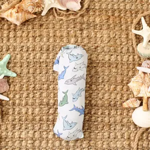 Bestaroo Shark Snuggles Swaddle Blanket, Large Soft Stretch Bamboo Baby Wrap, Shark Snuggles Print, Multi Use Swaddle, Stroller & Nursing Cover, 45 x 45 Inches