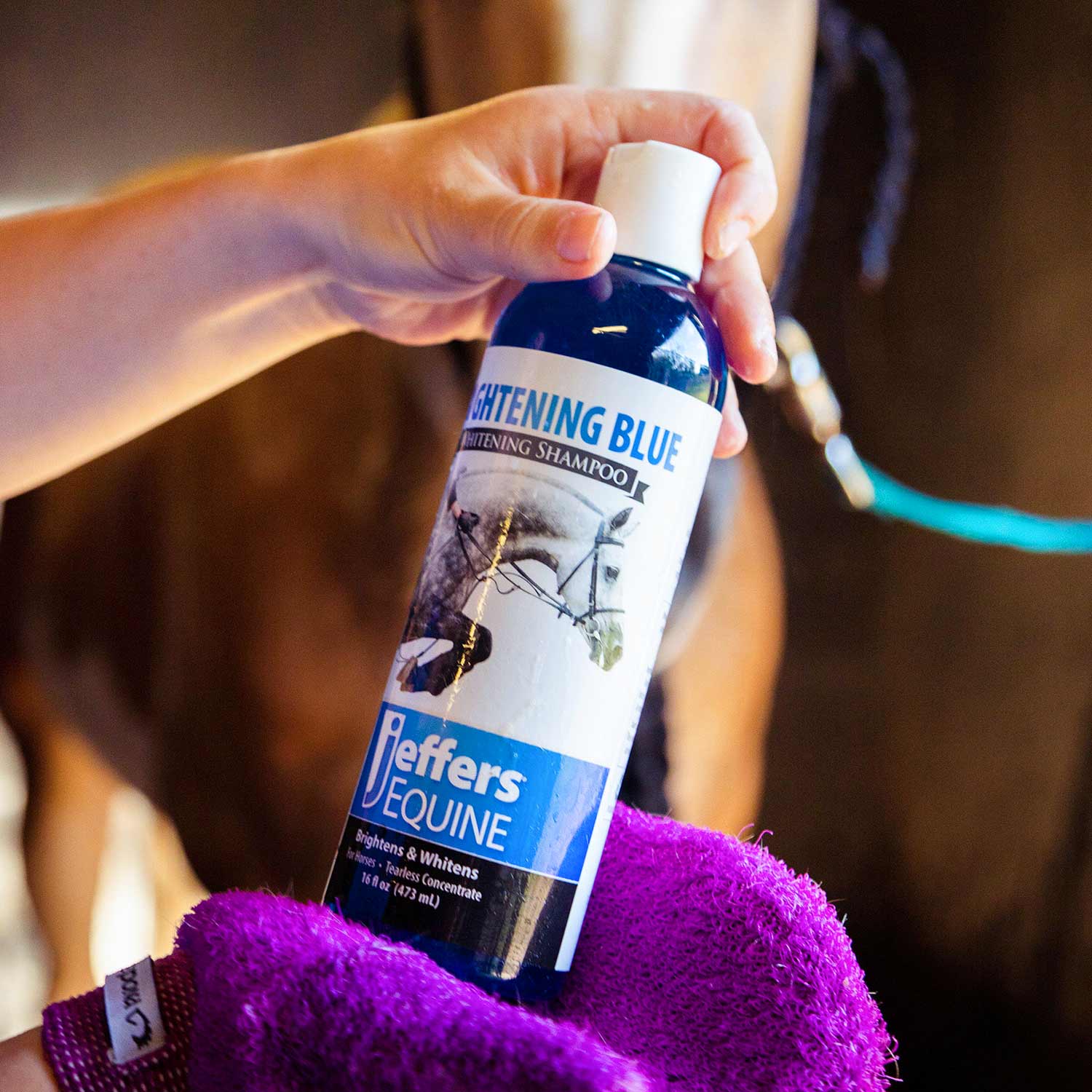 Jeffers Equine BRIGHTENING BLUE Whitening Horse Shampoo