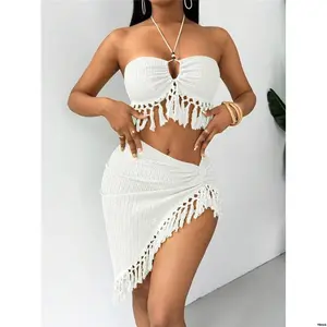 VavaboldtassedgedGetexTureknitfabricternecksexyvacation2pcsset