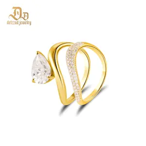 Delzzad Stacking Bling Pear Wave Ring Synthetic Moissanite S925 Eternity Stacking Set Engagement Wedding Ring Band Set Jewelry Perfect Birthday Engagement Wedding Anniversary Christmas Gift