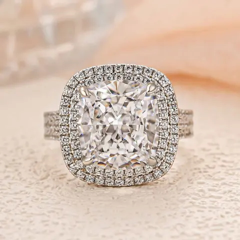 Effinny 3.0ct Double Halo Cushion Cut Engagement Ring,5A Grade Cubic Zirconia Promise Ring in 925 Sterling Silver Outdoorfun, Wedding, Adults