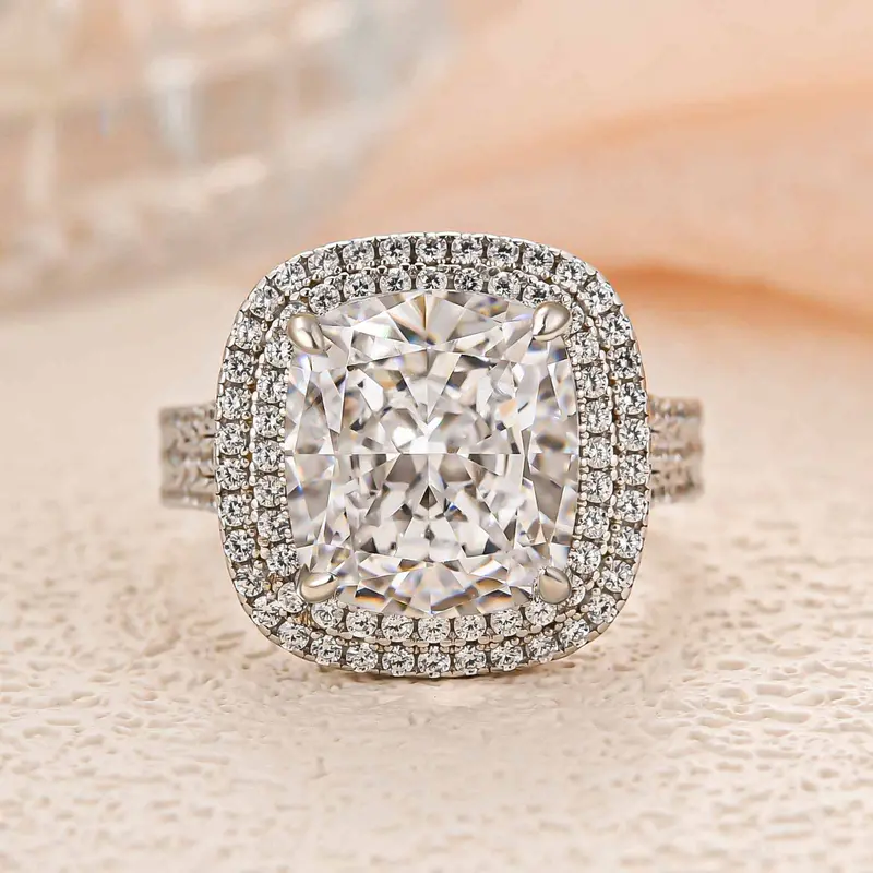 Effinny 3.0ct Double Halo Cushion Cut Engagement Ring,5A Grade Cubic Zirconia Promise Ring in 925 Sterling Silver Outdoorfun, Wedding, Adults