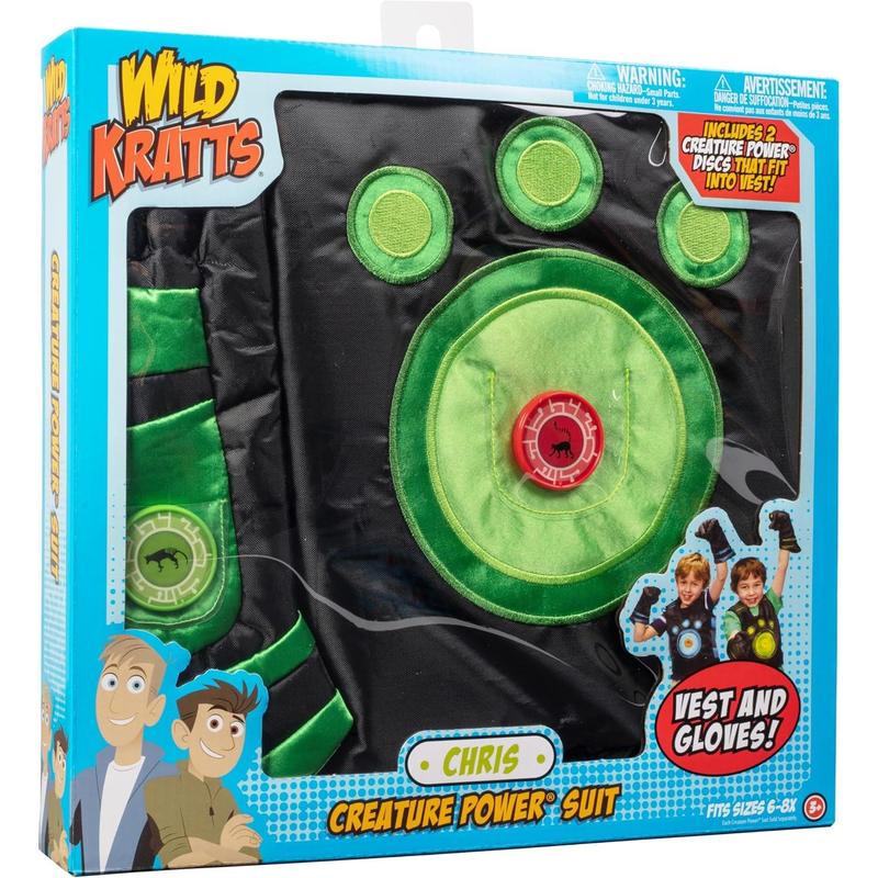 Wild Kratts Creature Power Suit, Chris (Size Large 6-8X) - Includes Vest, Gloves &amp; 2 Power Discs for Halloween Costume, Pretend Play &amp; Dress Up - Officially Licensed Toys- Gift for Kids Boys Girls