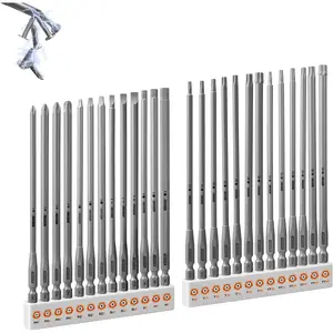 26Pieces Fixedge Screwdriver bit set, 6 inches Magnetic Alloy Steel Phillips/Slotted/Square/Torx/Hex/Security Torx Insert Power Bits Tips with Storage Organizer for Home Repair