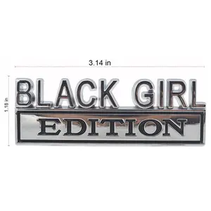 Black Girl Edition Emblem Car Side Rear Front Hood Trunk Door Badge 3D Decal Sticker Fit for Car Truck SUV