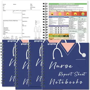 GISGFIM 4Pads Nurse Report Sheet Notebooks Nurse Brain 5.5x5.5Inch Pocket Nurse Essential Report Spiral Notebook Nurse Accessories for Work Nursing School Clinical Essential for Nurses Nursing Student(Navy Blue)