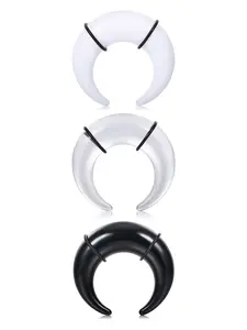 Horseshoe Pincher Septum Ring Set, C-Shape Acrylic Bull Taper, Sizes 6mm-16mm, Unisex Jewelry for Piercing Accessories, Septum Clicker