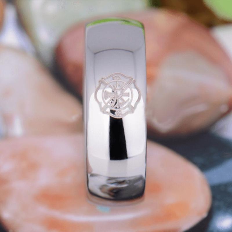 Silver Tungsten Firefighter's Ring