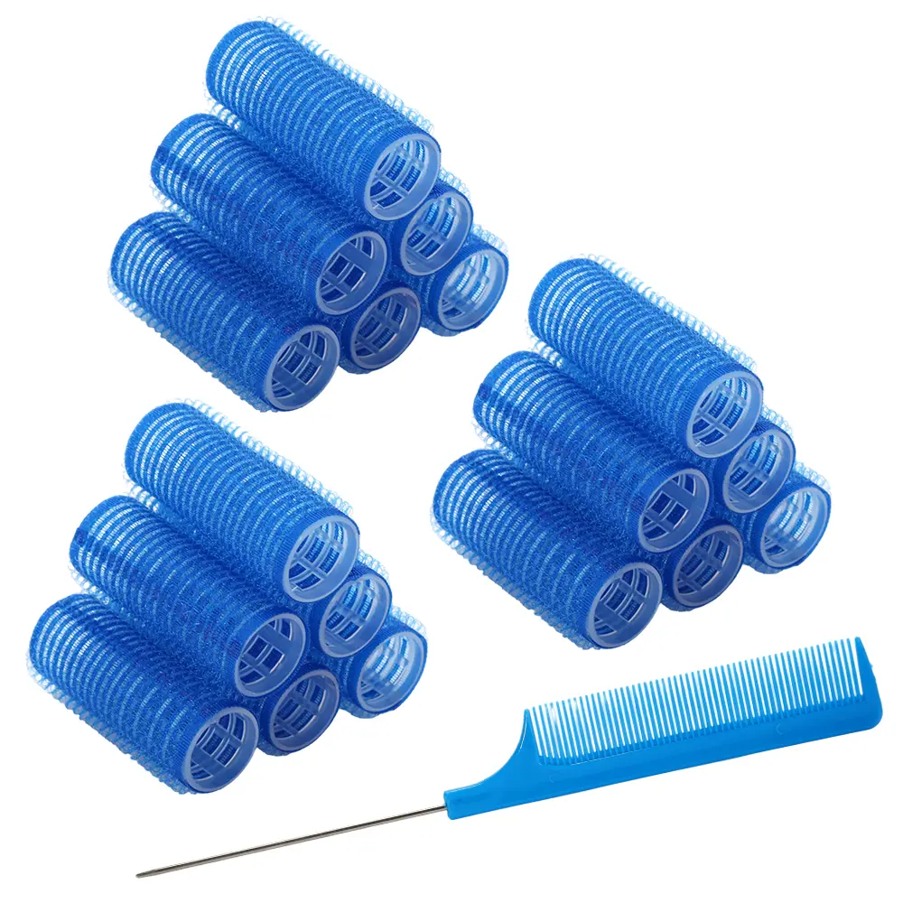 18Pcs Self Grip Small Hair Curlers Heatless Roller Hair Curlers Pro Salon Hairdressing Curler DIY Curly Hairstyle Hair Rollers Tools Rat Tail Comb for Women Medium Short Hair(0.8 x 2.4 Inch) - Home Improvement.