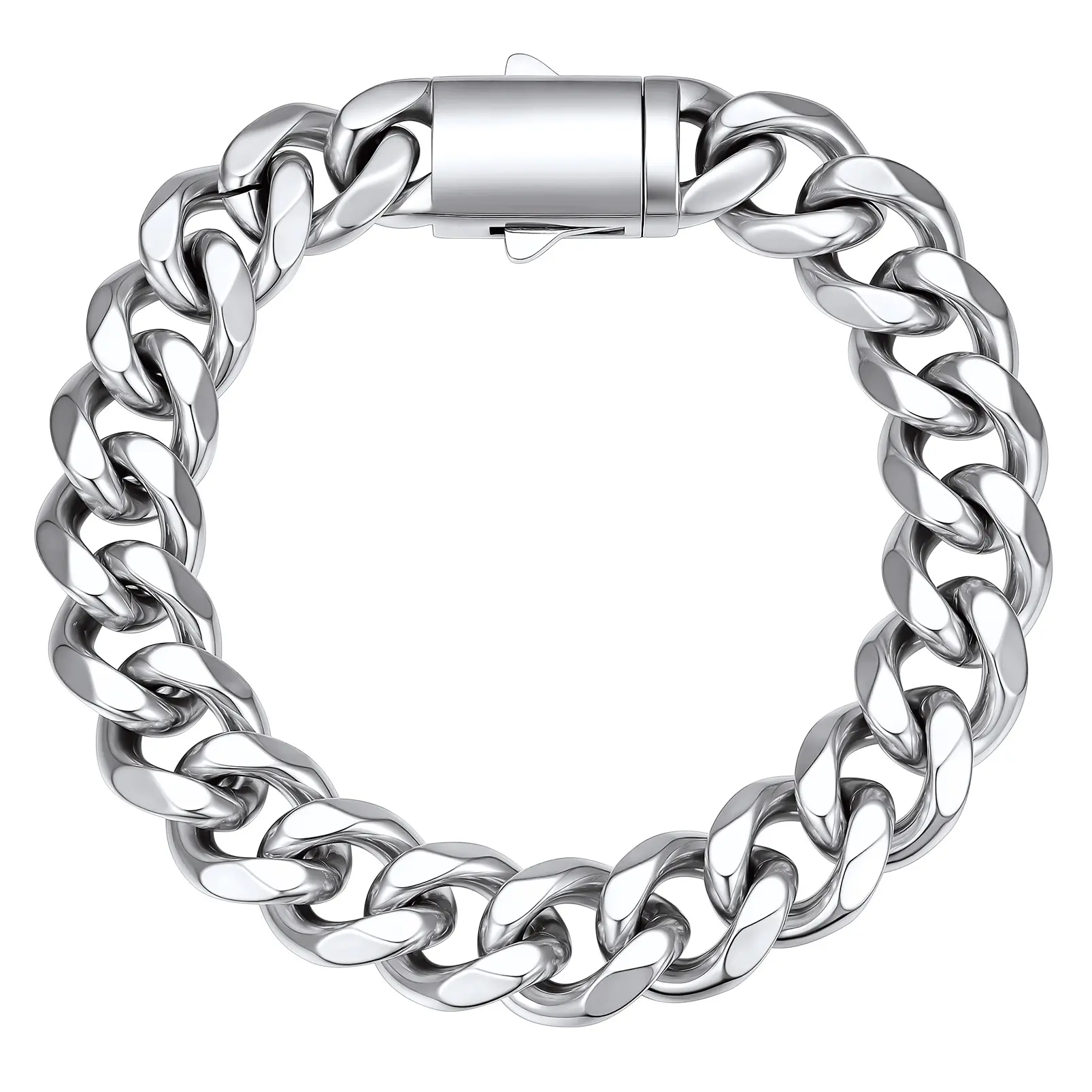 PROSTEEL Cuban Link Chain Bracelet for Men, Stainless Steel Cuban Wrist Bracelet, 6mm/9mm/12mm Width, Steel/Black/ Golden Chain Bracelets for Men Women, Send Gift Box