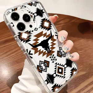 Space Transparent Western Cowboy Bull Head Tpu Anti-Drop Phone Case, for iPhone 13 14 15 16 17 Air, Gift for Women & Girls for Samsung Galaxy