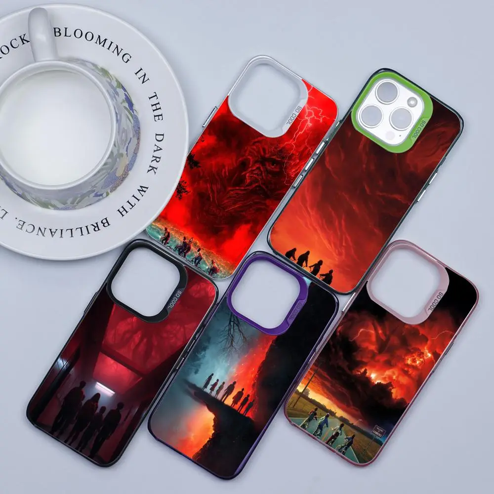 S-Stranger Things Phone Case For iPhone 17 16 15 14 13 12 11 Pro Max Plus Phone Case, Multi-Tone Metallic Finish Effect, Flexible TPU Material, Slim Shockproof Protective Cover, Scratch and Fingerprint Resistant, TPU Smartphone Casing