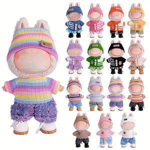 6.69inch labubu doll clothes set with 3, stylish fisherman hat, sweaters, pants or skirt for bulabu dolls, perfect accessories for play & display