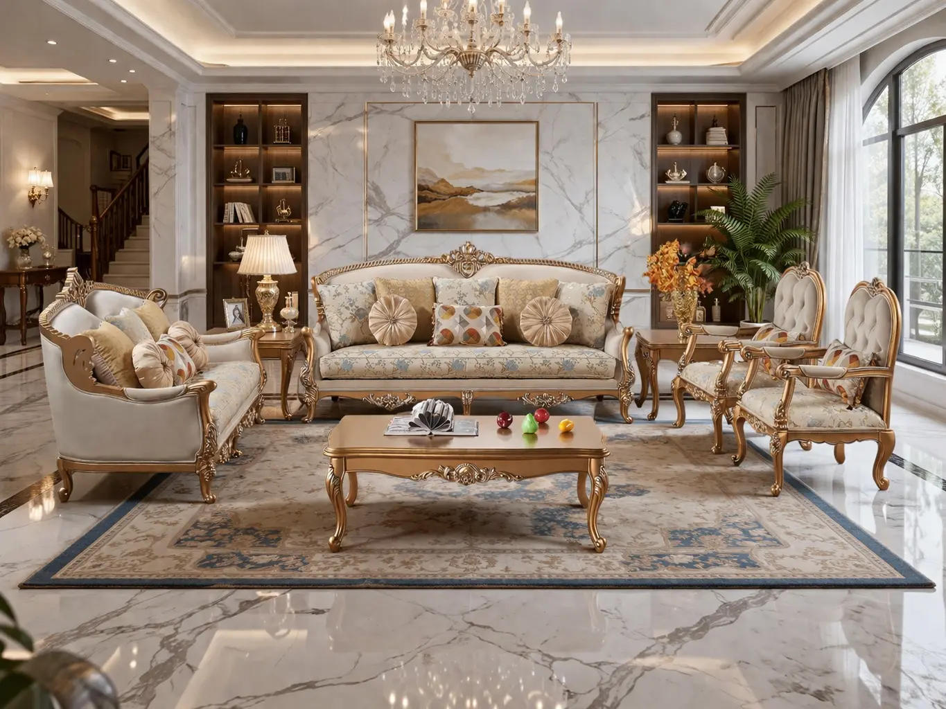 6-Piece Luxury Gold Living Room Set – Instant Showroom Upgrade