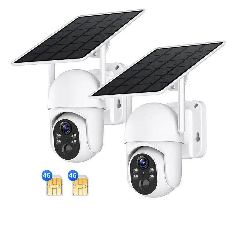 10400mAh 4G LTE Cellular Solar Security Camera, Wireless Outdoor No WiFi Rechargeable Solar-Powered Camera with Built-in SIM Card, 360° Live View, 2000p Color Night Vision, PIR Motion Sensor, 2-Way Talk Audio, 4x Zoom, Cloud Storage, Motion Alarm